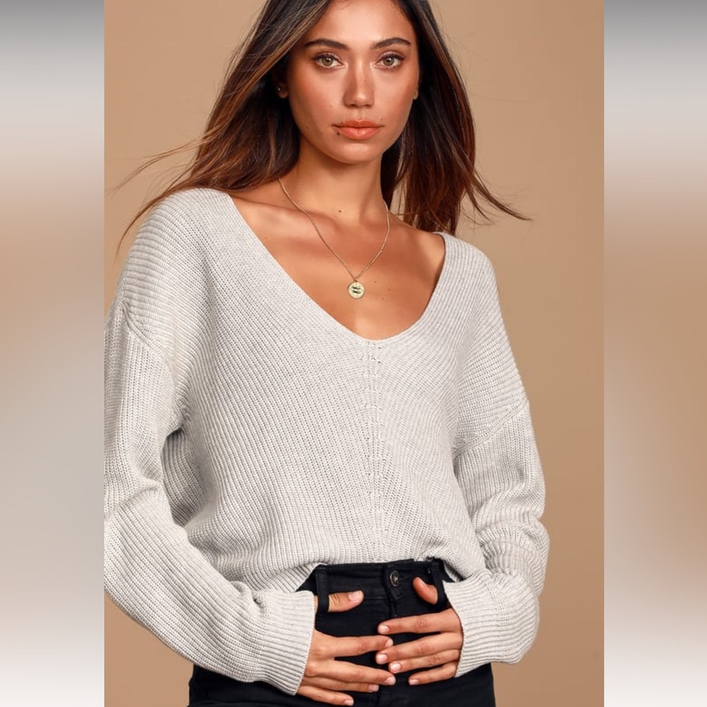 Lulus Feel it Still Grey Knit Sweater
